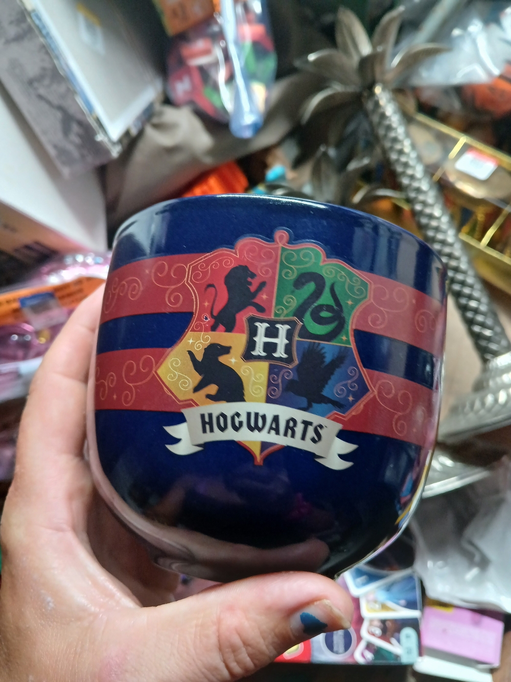 dark blue ceramic Harry Potter Hogwarts noodle or ramen bowl